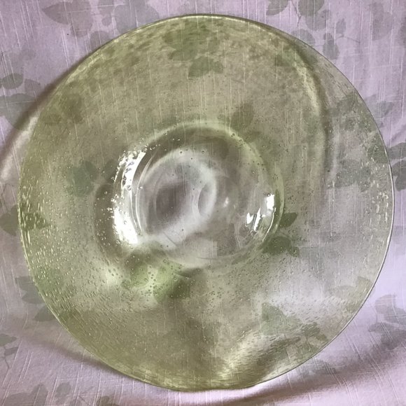 Large Hand Blown Lime Green Art Glass Plate - Picture 8 of 13